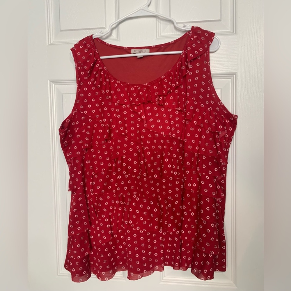 Roz & Ali Sleeveless Ruffle Top - 2X